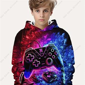 ETST008 Kinderen Hoodie Modieuze Lente en Herfst Cartoon Print Dier Outdoor Hoodies voor Kinderen Kinderen Jongens Kleding Sweatshirts 100