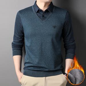 Tooyoo Warm zakelijk casual sweatshirt voor heren Warme sherpa gevoerde sweatshirts Zwaargewicht T-shirts met lange mouwen Ondergoed Winterfleece trui voor mannen M grijze kleur