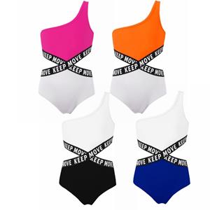 Tiaobug Kinderen Meisjes Eendelig Zwem Jumpsuit Enkele Schouderband Bodysuit Strandkleding Badpak 8-10Years lichtgroene kleur