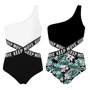 Fldy Eendelige zwemjumpsuit voor kinderen, meisjes, badpak, badmode, strand, zwembadfeestje 14-16 Years wit/zwart