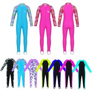 IEFiEL Kinderen eendelig zwempak met lange mouwen, unisex meisjes badmode, Rush Guard badmode wetsuit 7-8 Years roze/zwart