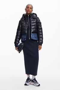 desigual Gecombineerde korte gewatteerde jas - BLACK