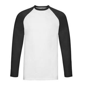 Fruit of the Loom Mens Contrast Long-Sleeved Baseball T-Shirt XL rood/wit