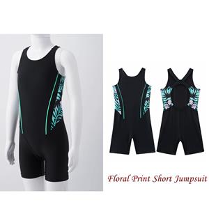RUNQHUI Zwempak met open rug voor meisjes Sporttraining Competitie Zwempak voor kinderen 7-8 Years groen/zwart