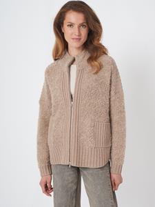 REPEAT cashmere Vest met rits van alpaca wolmix