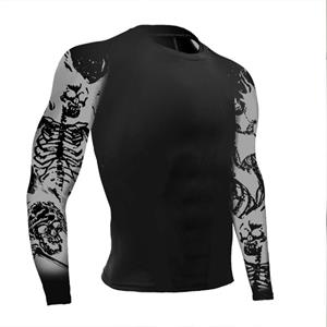 ETST 005 Compressieshirt voor heren 3D-geprint Lange mouwen Snel drogend Ademend Rashguard Sport Joggen Gym Atletische fitnesskleding S