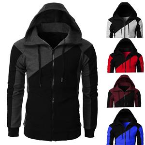 FEGKZLI Specialty Herensweater met capuchon Kleurenblok Capuchon Basic Hoodies Sweatshirts Lange mouw Wit Zwart Wijn Rits S rood