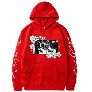 TENJINGE Trendy Harajuku Anime Junji Ito Hoodies Horror Manga Girl Grafisch Tomie Sweatshirt Oversized Heren Winter Lange Mouw Streetwear Pullover M wit
