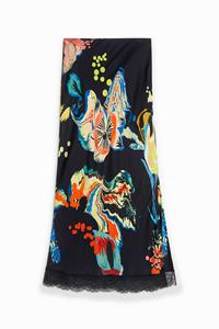 desigual Slim fit midi-rok met print - BLACK