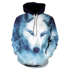 TIP723 Lente Herfst Mannen Truien Hip Hop Lange Mouwen 3D Dier Bont-Wolf Print Mannelijke Capuchon Casual streetwear Trainingspak S