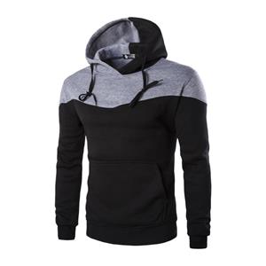 WowClassic Heren trui met capuchon en patchwork kleur ribkleding heren hoodies met lange mouwen zwart blauw herfst winter plus size sweatshirt M marineblauwe kleur