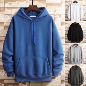 Meizhenchang Heren hoodie geribbelde manchet streetwear superzacht trekkoord groot zak sweatshirt voor dagelijks gebruik L zwart