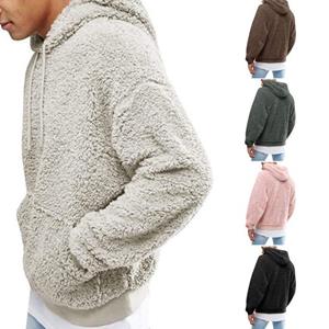 Meizhenchang Heren hoodie lange mouwen dikke warme pure kleur pluche herfst hoodie voor thuis XL zwart