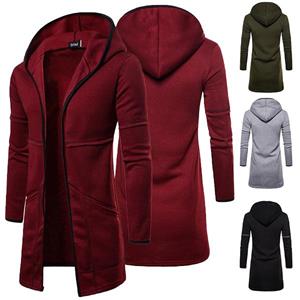 DERAM ONE Herfst en winter herenjack met lange mouwen, vest, capuchon, effen kleur, herenmode M rood