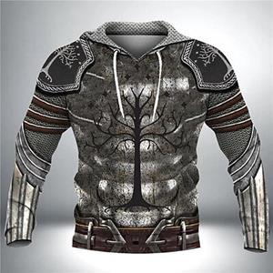 ETST 07 Herenhoodie Pullover Sweatshirt met capuchon Lichtgewicht capuchon Grafisch Tribal Armor Vetersluiting Print Casual Dagelijks Feestdagen 3D-print Sportkleding S