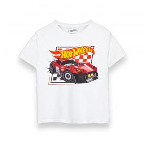Hot Wheels jongens dambord T-shirt 11-12 wit