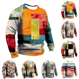 YiGeiWoLiGiaoGiao Heren sweatshirt met print, buiten, etnisch bedrukt, losse lange mouwen L kaki