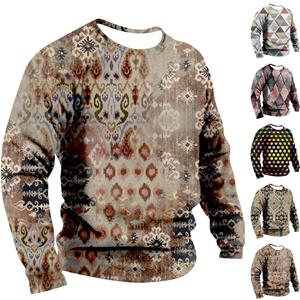 YiGeiWoLiGiaoGiao Heren sweatshirt met print, buiten, etnisch bedrukt, losse lange mouwen M grijze kleur