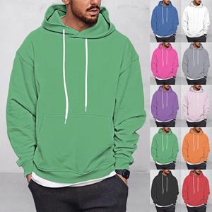 Ren Bag Heren effen kleur pluche warme jas fleece trui casual jas zak trui herfst winterjas L zwart