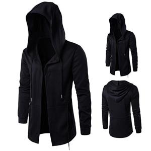 LH59YK Hoodies Mannen Hip Hop Sweatshirt Streetwear Zwarte Toga Jassen Mannen Kapmantel Mantel Hoodie 2XL zwart