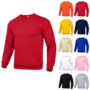 EG76LD Heren trui met ronde hals, losse, casual jeugdhoodie in basiskleur L zwart