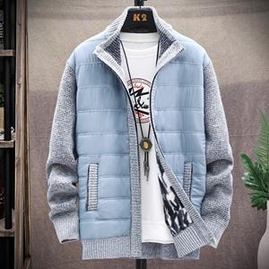 Lucky Pig Herfst Koreaanse O-hals Heren Truien Met Dikke En Fluwelen Heren Vest Gebreide Sweaterjassen Effen Jas Mannelijke M-3XL XXL lichtblauwe kleur