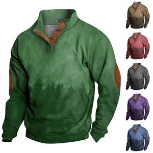 Linglong Lente en herfst herensweatshirt met staande kraag is outdoor casual truien tops XXXL groen