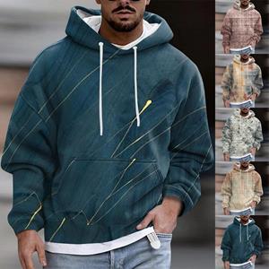 MA10BL Heren print pluche warme jas fleece trui casual jas zak trui herfst winterjas L beige