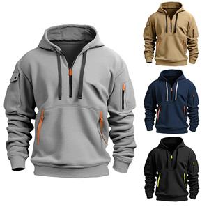 DSorothy Lente en herfst heren trui hoodie rits multi-pocket pullover heren sport casual jas XXXL zwart