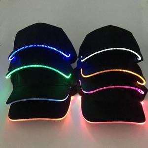 Western Cool Men Mode unisex effen kleur LED lichtgevende honkbalhoed kerstfeest pet Hat & Light blauw/zwart
