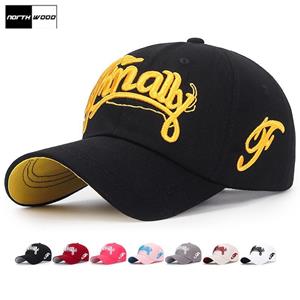 [NORTHWOOD]Finally Letter Men Women Embroidery Baseball Caps Cotton Outdoor Sports Cap Summer Dad Hat Bone Snapback Hats Trucker Cap 56-60 cm wijnrode kleur