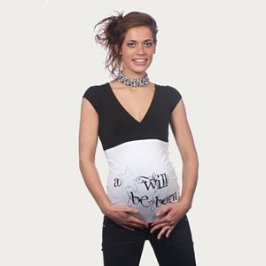 opentopzwanger Op en Top Zwanger Zwangerschaps Buikband A Star will be Born Wit