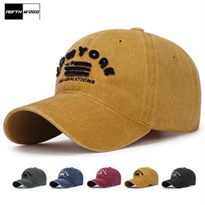 NORTHWOOD NEWYORK Brief Katoenen Baseball Caps voor Mannen Vrouwen Papa Hoed Verstelbare Hip Hop Cap 55-60 cm zwart