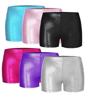Aislor Kinderen meisjes Sparkle metallic boxershorts elastische taille atletische yogashorts buitbodems ondergoed 5-6 Years zwart