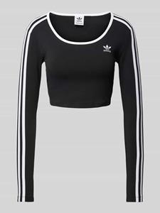 adidas Originals 3-Stripes Scoop Long Sleeve Crop Top - Zwart- Dames, Zwart