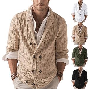 Herfst- en winter herenmode los vest warme revers capuchon trui L legergroene kleur
