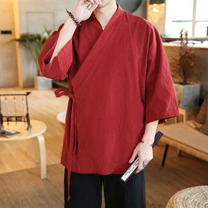 DSorothy Solide heren kimono Japanse streetwear heren heren Japanse kleding overhemd blouse Koreaanse kleding vest XXXXXL rood