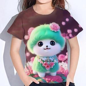 ETST WENDY 05 Kleur Dieren Meisje T-shirt Outdoor Kinderkleding 4 Tot 12 Jaar Aanbiedingen Casual Korte Mouw Tops Voor Meisjes Kid t-shirt Zomer 100
