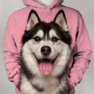 ETST 005 Heren 3D Husky Dog Print Hooded Sweatshirt Oversized Fashion Casual Hoodies Herfst Winter Tops Herenkleding 1XL46