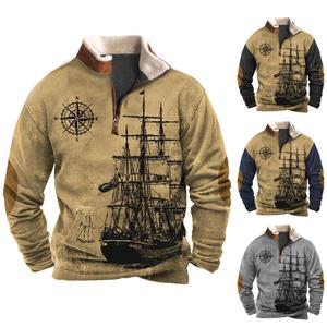 Winnerer Sun Lente en herfst herensweatshirt met staande kraag is outdoor casual truien tops L zwart
