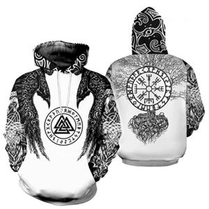 ETST 011 2020 Nieuwe Mode Heren Hoodies Viking Tattoo 3D Geprinte Grappige Sweatshirt Heren Dames Hip Hop Jas S