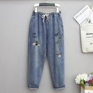 Nicor XL-5XL Nieuwe Oversized Jeans Dames Losse Harem Broek Cropped Broek Hoge Taille Broeken Plus-Sized XL