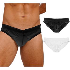 Waterbestendige slip voor heren, zwembadfeestondergoed, effen kleur, laagbouw slip M ivoor