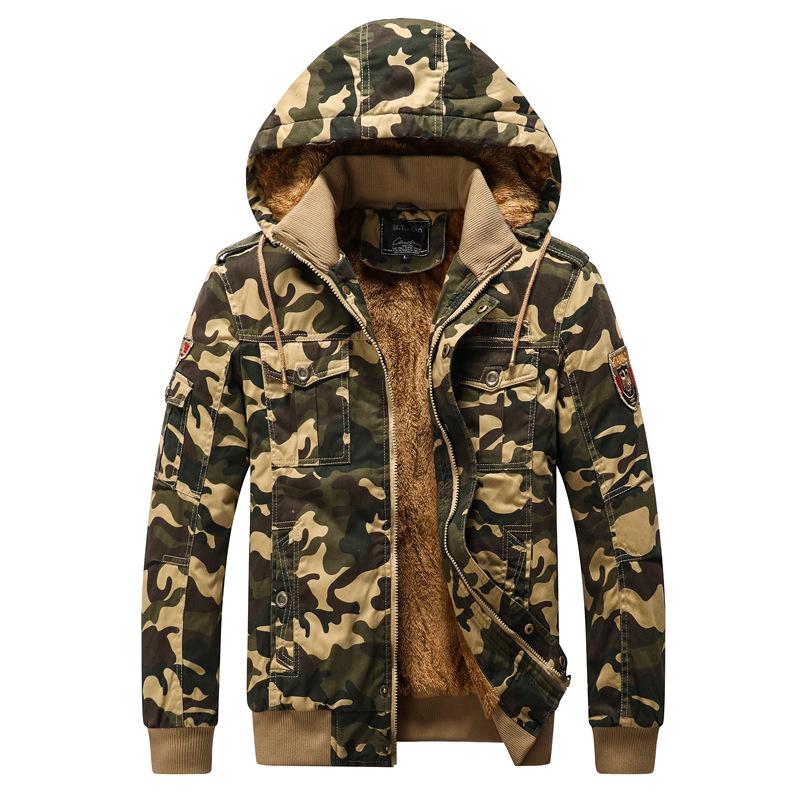 MILL MALL Casual herenjack Camo-print katoenen jack met lange mouwen en capuchon L