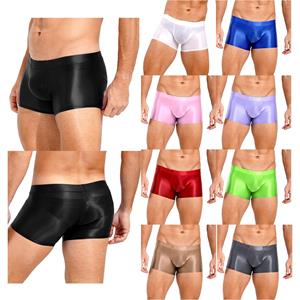 Mannen glanzende laagbouw ondergoed bikinislip badmode boxershorts strandkleding M zwart