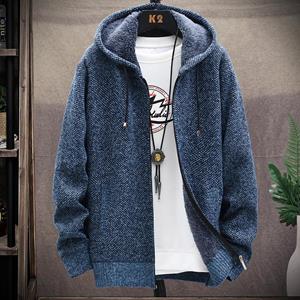 JOHO - CarGear Herfst en winter pluche verdikte grote trui jas capuchon vest heren gebreide jas met rits M