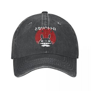 91421224MABLK3A4XG Hip Hop Baseball Caps Verstelbare Zonnehoed Kawaii Totoro Studio Ghibli Zomer Cap Anime Spirit Away Wash Casquette Gorras Vintage One Size