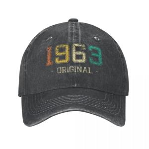 91421224MABLK3A4XG Origineel geboren in 1963 vintage retro baseball caps retro noodlijdende katoen 60 jaar oude zonnepet unisex outdoor cadeau caps hoed One Size