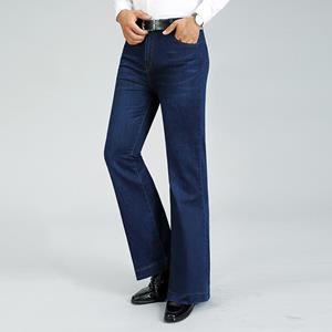 LFSZY121 Heren Stretch Losse Wijde Jeans Flared Denim Broek Mid Waist Denim Flared Broek 28 donkerblauwe kleur