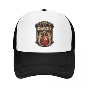 91460000MAC0FHAR19 Het is alleen rock-'n-roll-baseballpet, ademende heavy metal-gitaarmuziek, truckerhoed, streetwear snapback-caps, zomerhoeden Trucker Hat